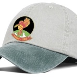 Ball cap, tan with green bill and HMM-265 logo, adjustable size