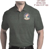 Polo shirt with HMM-265 logo, $20 plus $3 upcharge for XXL and XXXL. Colors: Sand, Forest Green, True Red, Gold, Royal Blue. Also available with pocket on left and logo in right, $25 plus size pucharge, same colors.