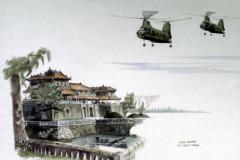 Two 46s above large home (watercolor, 27 Sep 1966