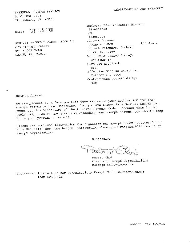 IRS Determination Letter HMM-265